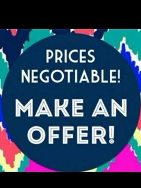 Make An Offer Graphic Sign - Navy Blue Text Circle